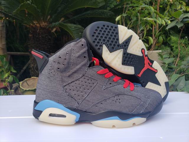 Air Jordan 6 Denim Grey Men's Basketball Shoes-092 - Click Image to Close